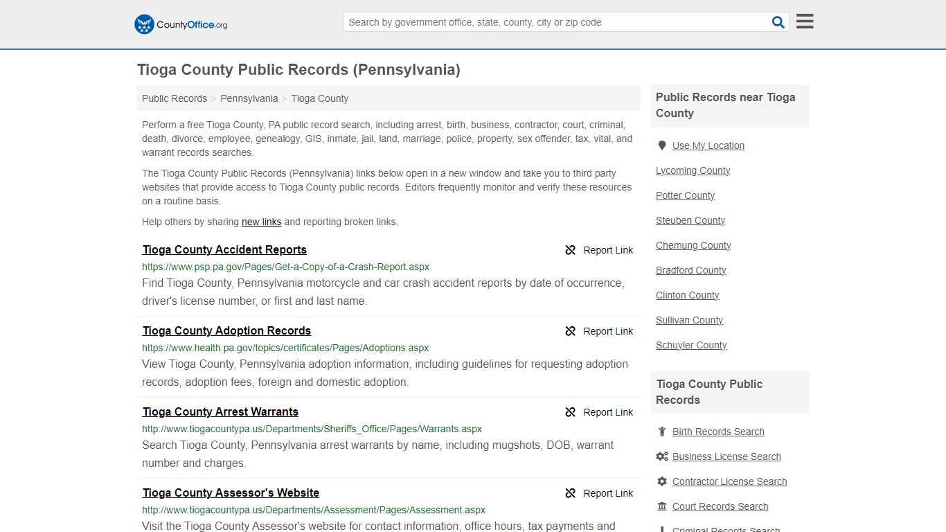 Public Records - Tioga County, PA (Business, Criminal, GIS, Property ...