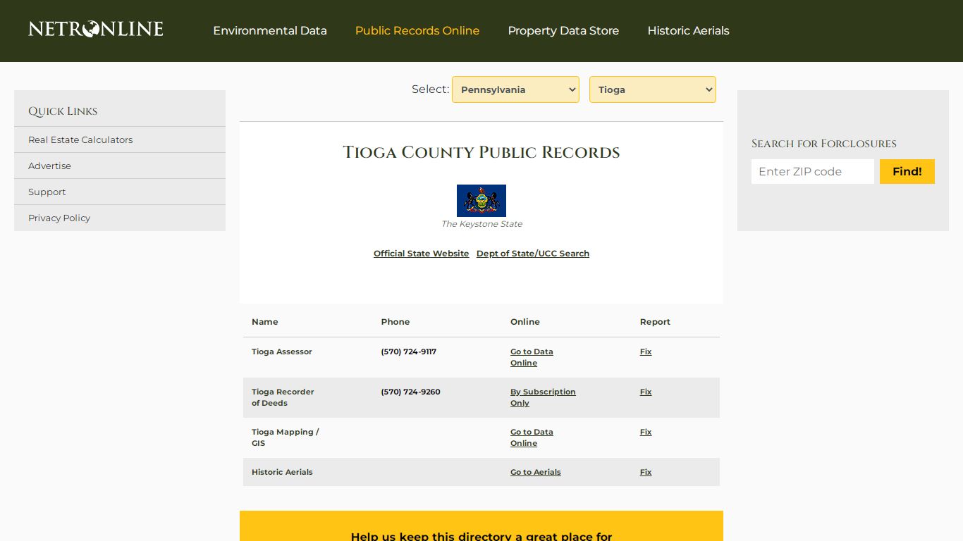 Tioga County Public Records - NETROnline.com