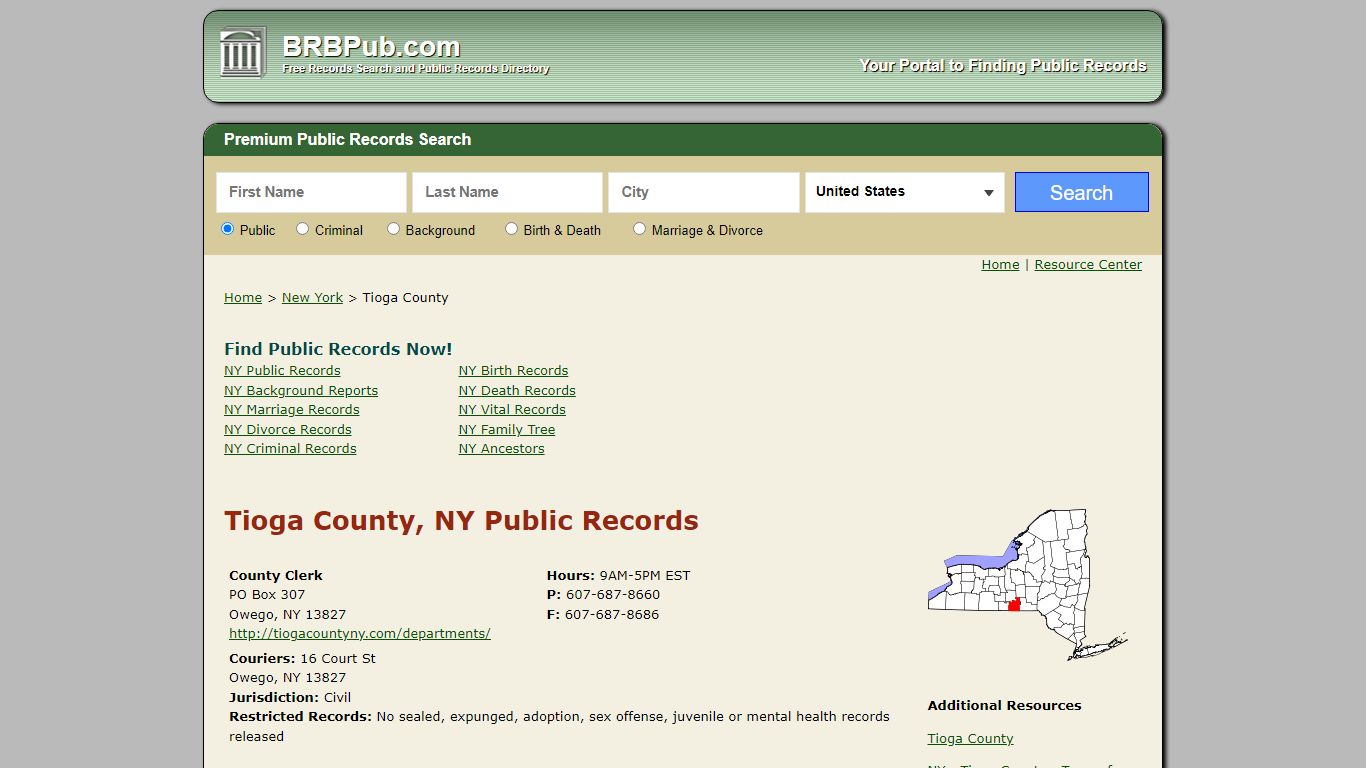 Tioga County Public Records | Search New York Government Databases